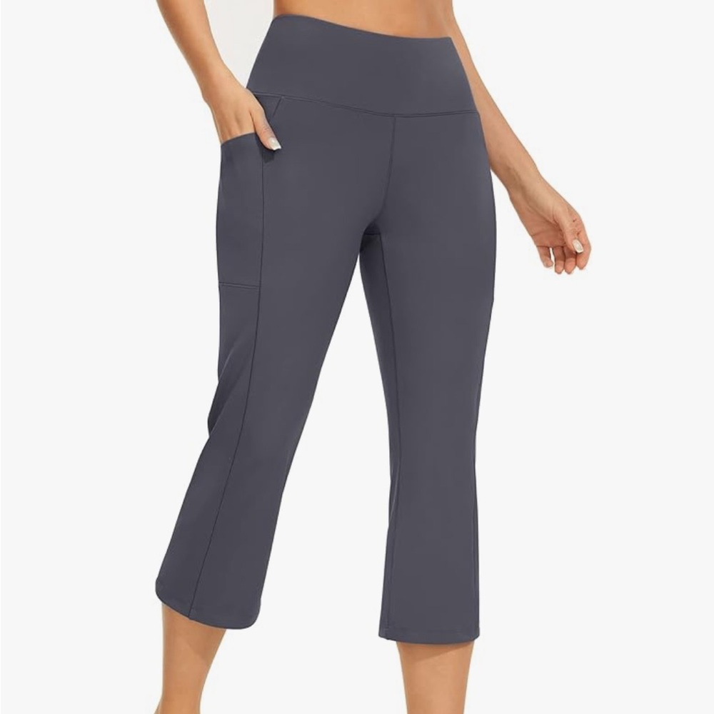 High waist capri yoga pants gray size medium
